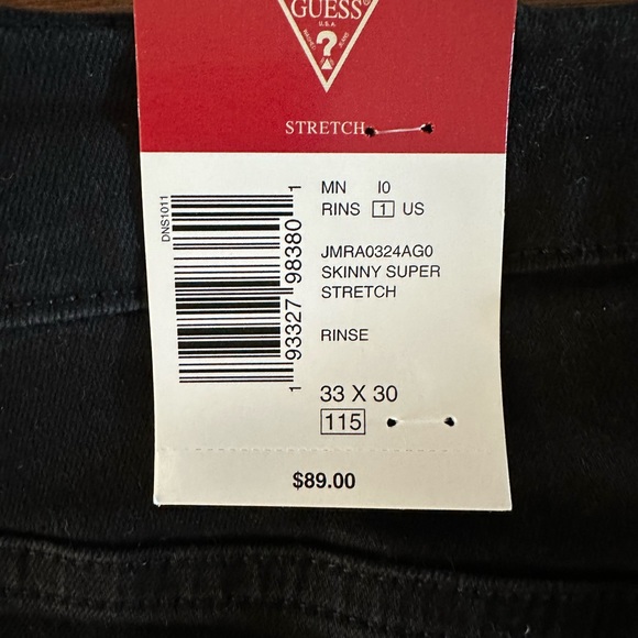 Men's Guess Skinny Super Stretch Black Jeans 33x30 - Picture 3 of 6